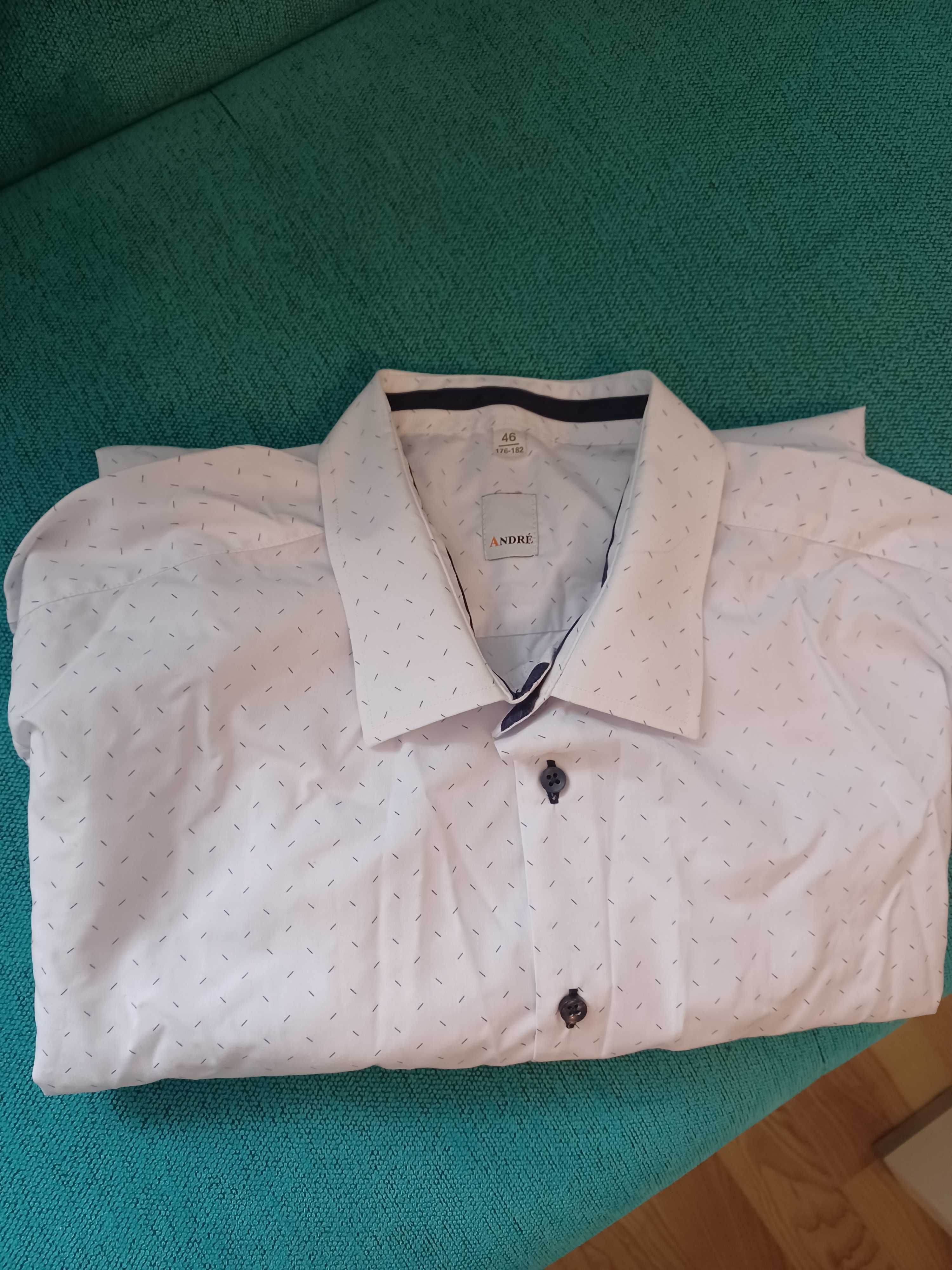 Biała koszula męska w drobne kreski r 46