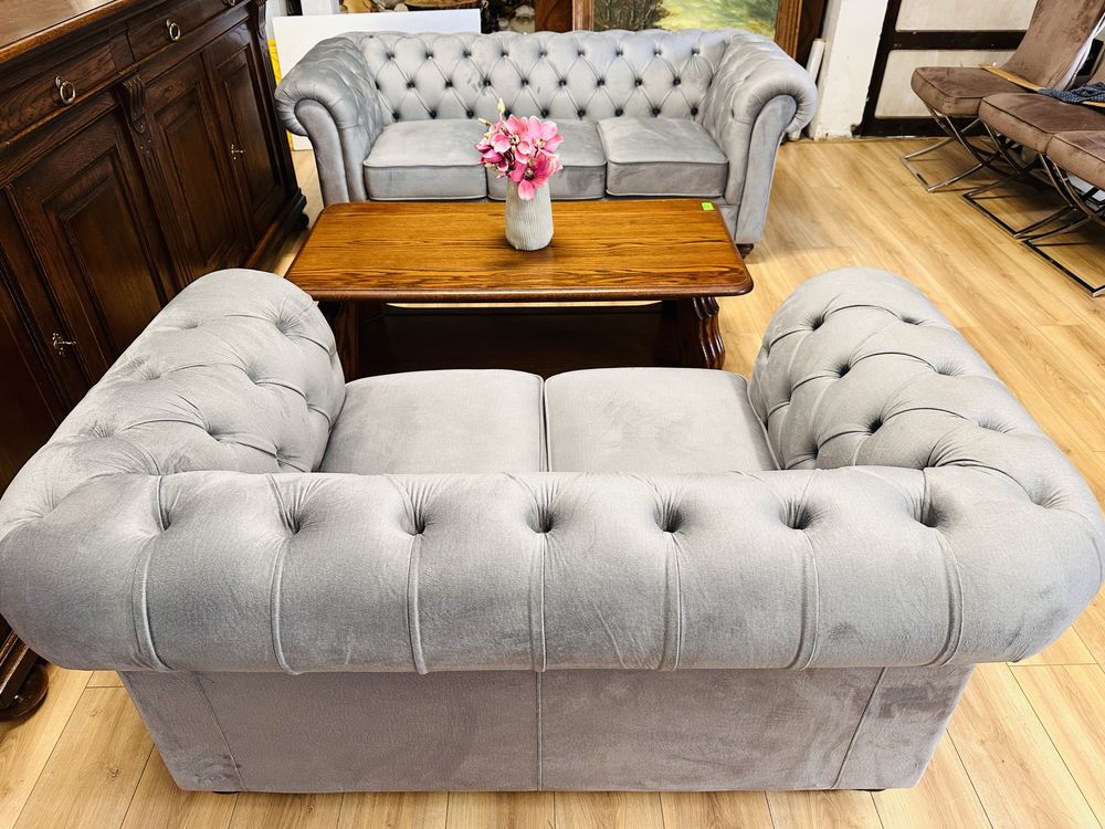 Efektowny komplet chesterfield 3+2 W IDEALNYM STANIE :)