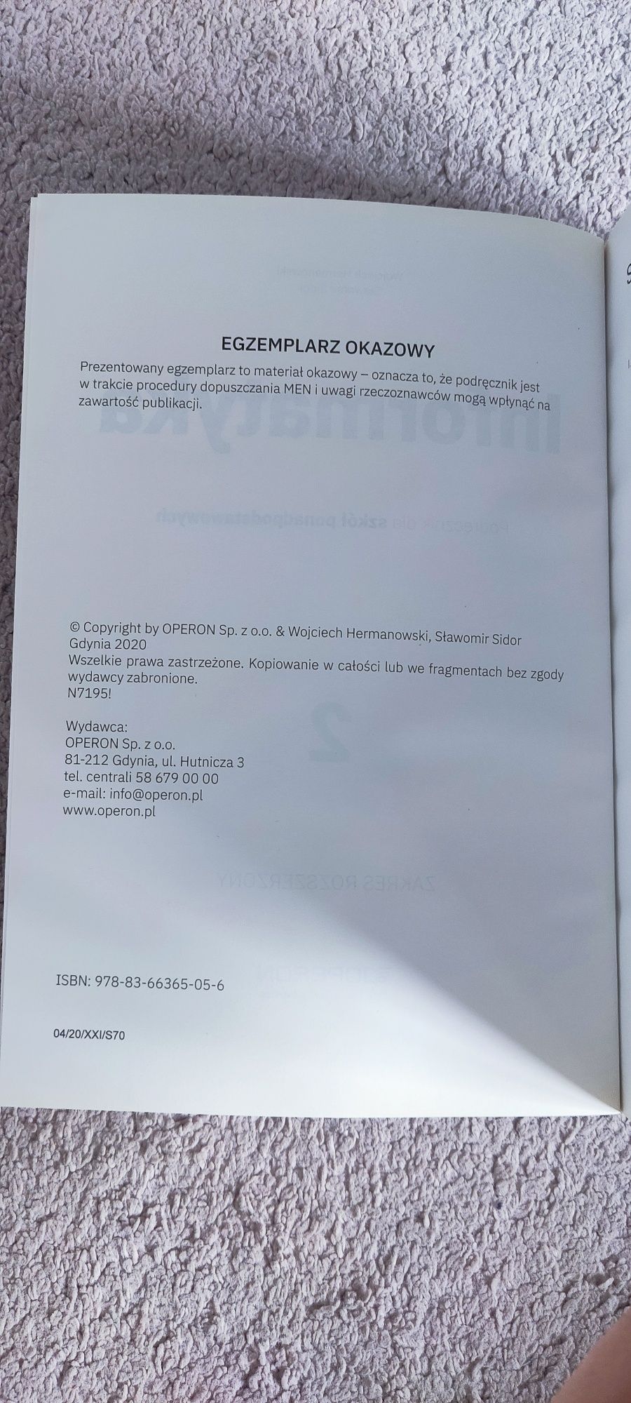 Informatyka 2 rozszerzona Operon liceum technikum