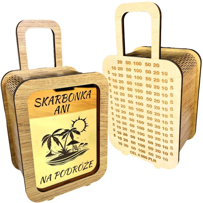 Skarbonka Wykreślana Walizka Prezent na Urodziny 18 30 50 Wakacje