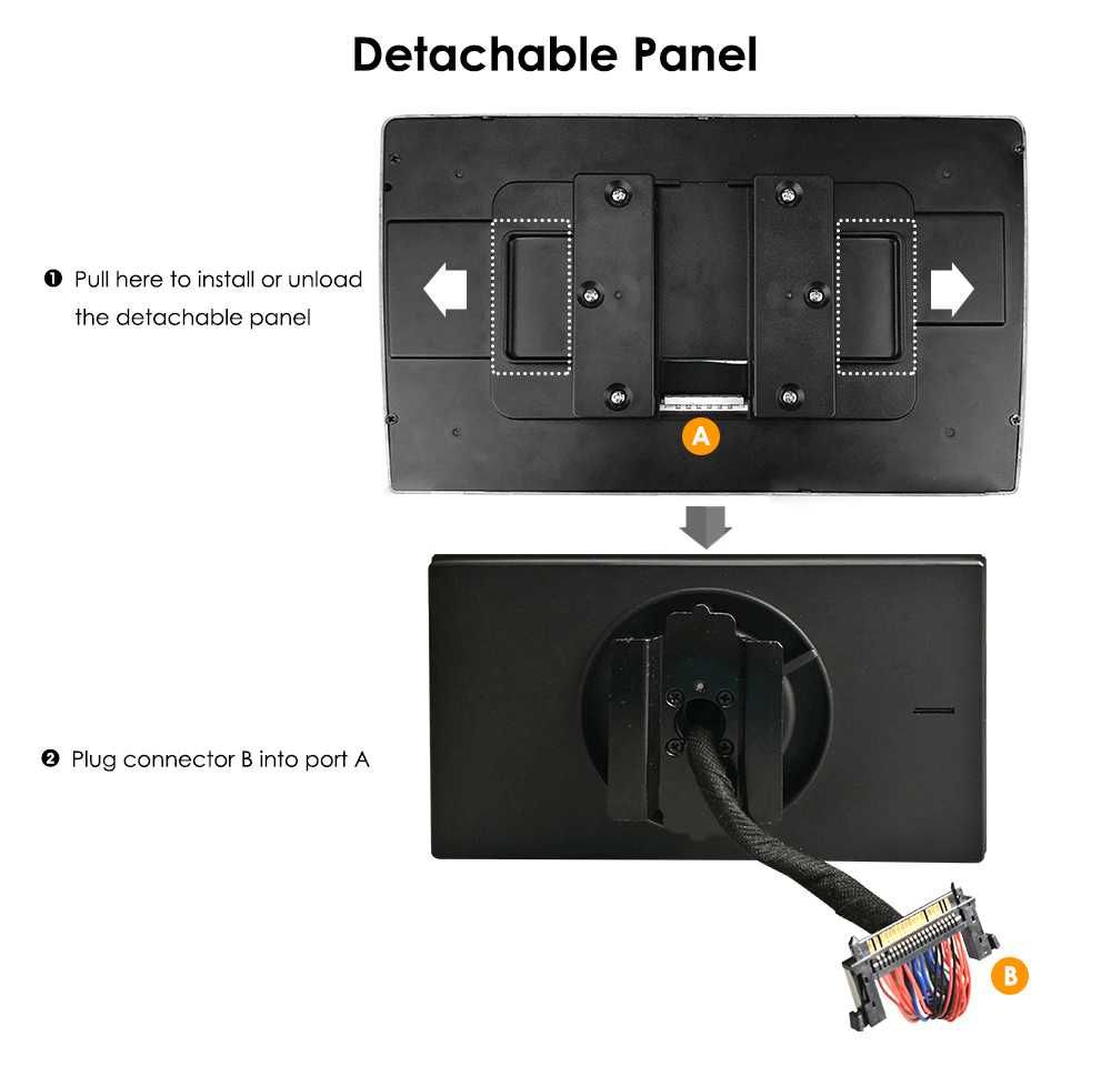 Auto Radio 10.1"  Android 14  1 Din painel destacável