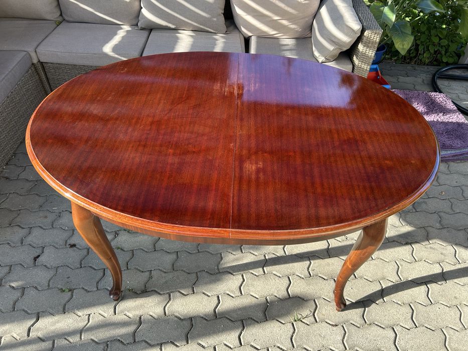 Stól owalny rozkładany 155 +44 x  110  plus 4 krzesla Selva