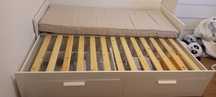 Cama IKEA BRIMNES  indiv./dupla c/2 gavetas + 2 colchões