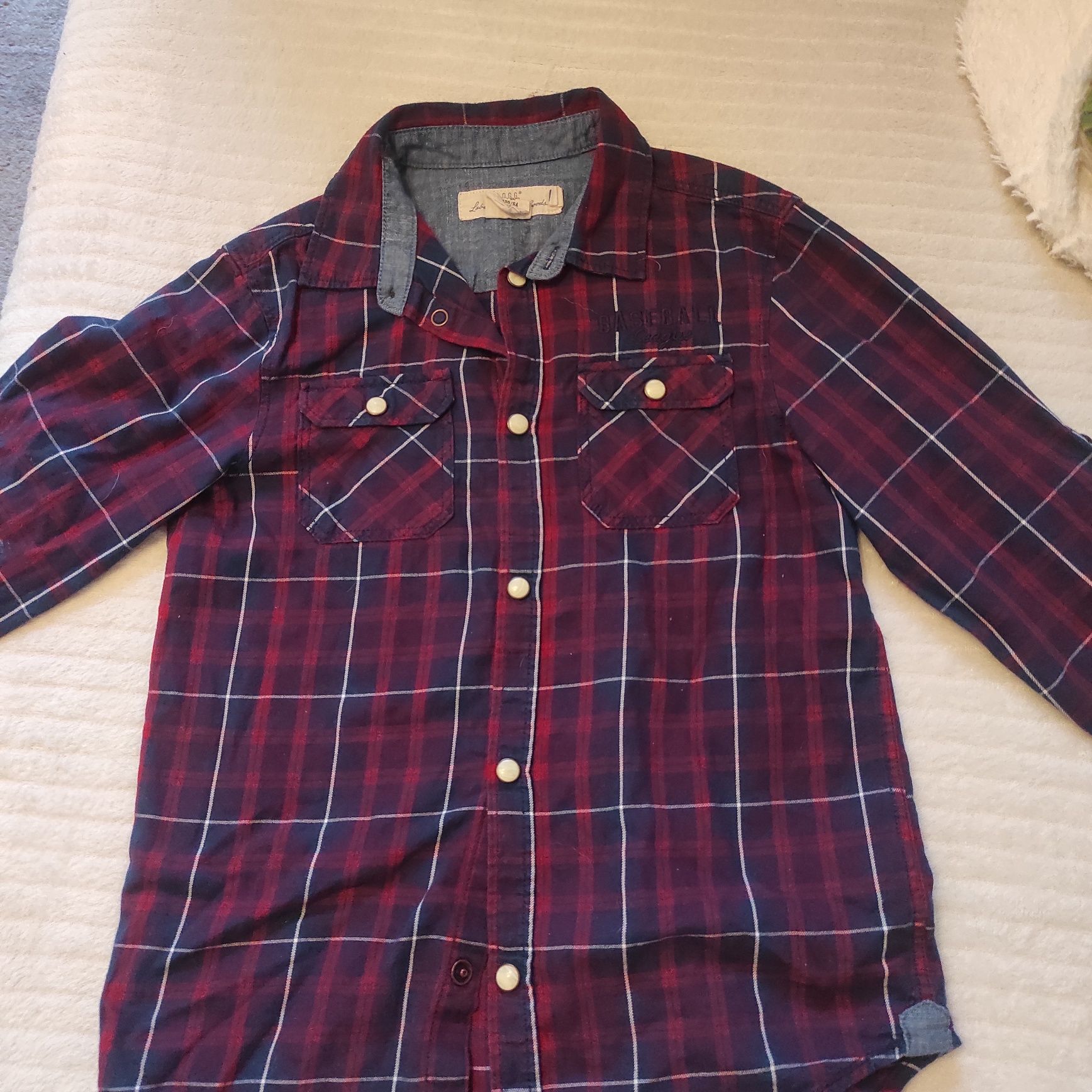 Koszula biała i koszula w kratkę h&m 128