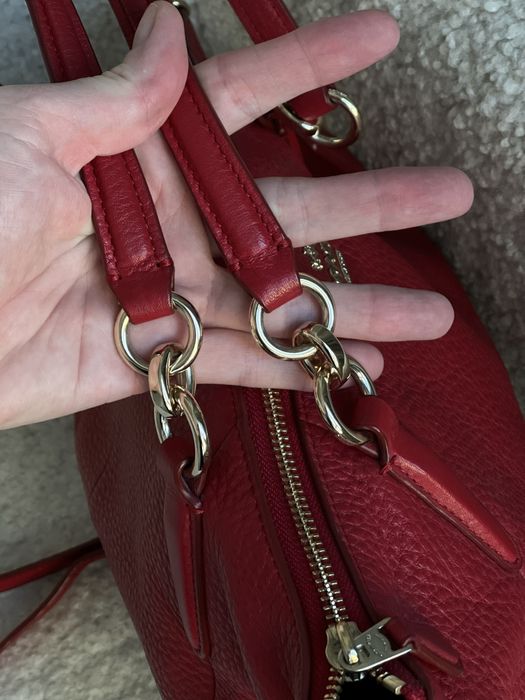 Сумка красная кожа COACH KELSEY SATCHEL