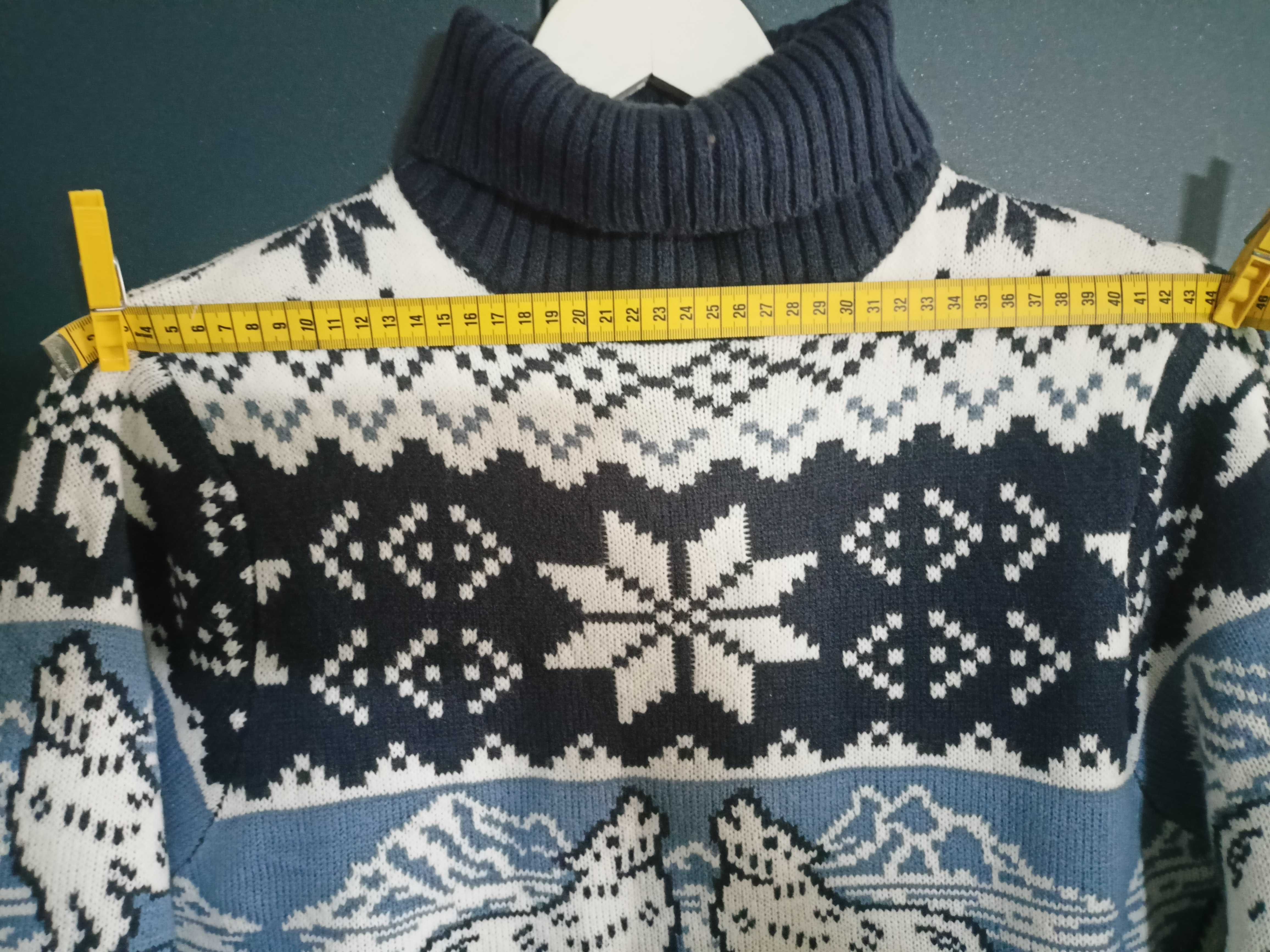 sweter męski zimowy w wilki fullprint nadruk góry House S ciepły