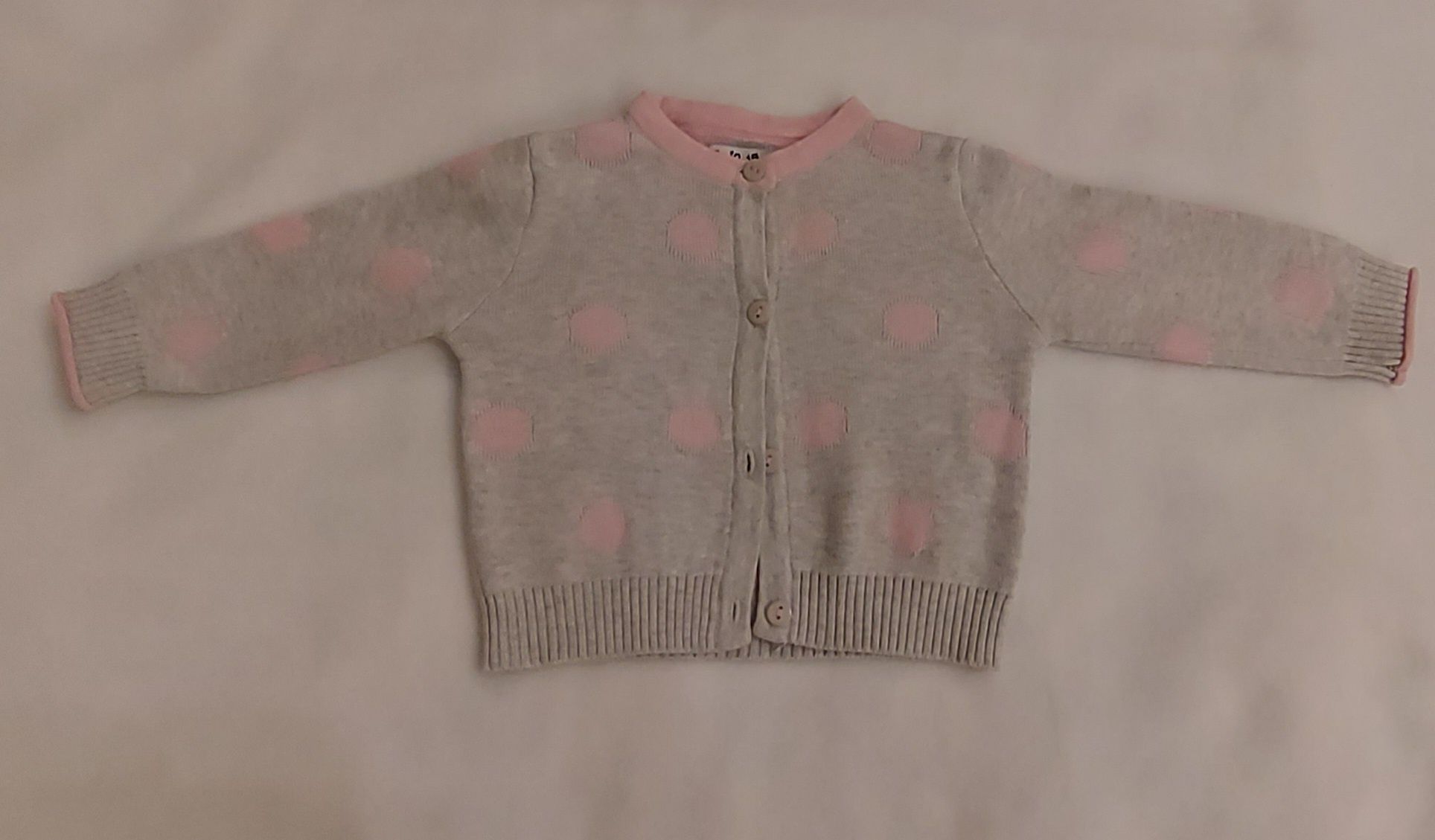 Sweterek dla dziewczynki szaro-różowy rozmiar 68
