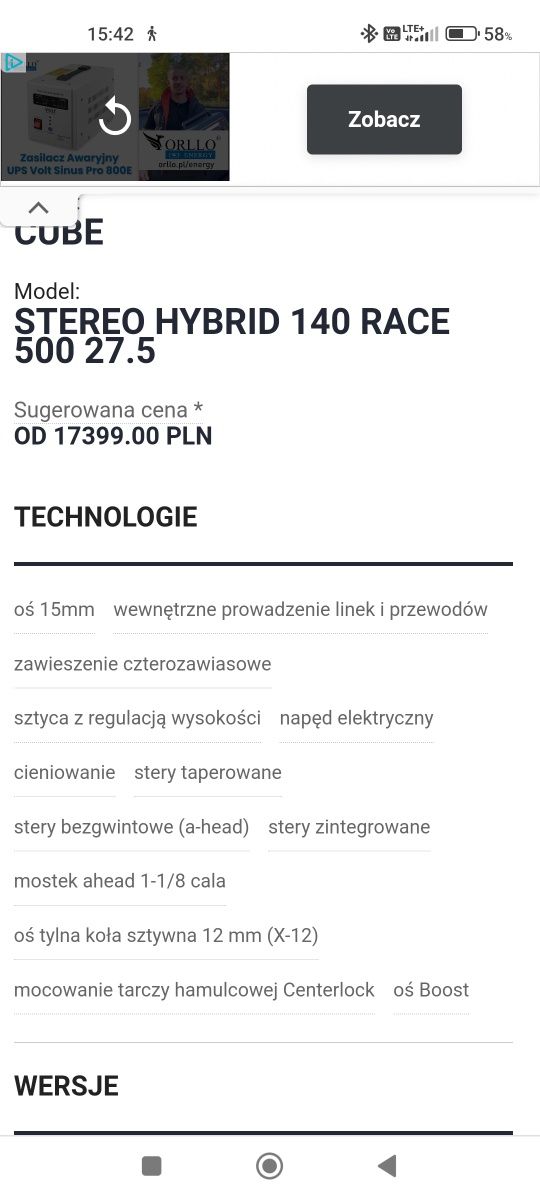 Cube Reace HPA 27.5.E-bike