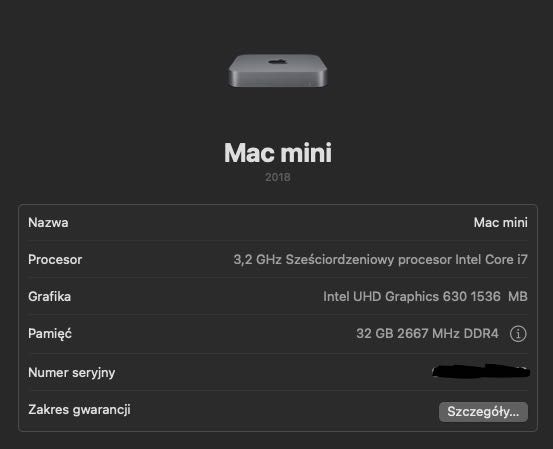 Mac mini i7 3.2Ghz / 2018 / A1993 / 32GB / 512GB / Ethernet 10 Gigabit