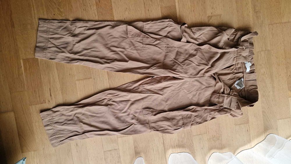 Spodnie H&M wysoki stan brązowy