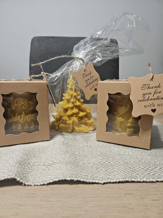 Prezent świąteczny świeczka z wosku pszczelego