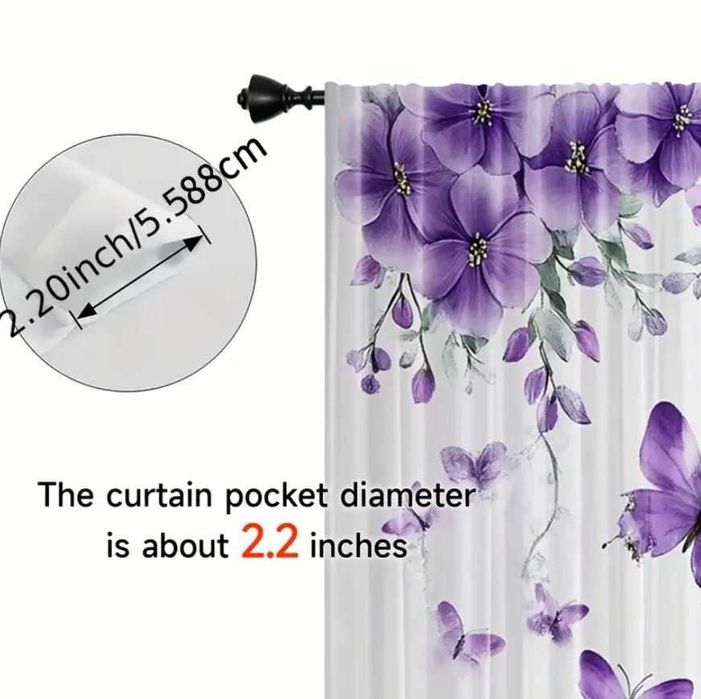 ZASŁONY 2D 60x150cm MOTYLE Z Motywem Orchidei na tunelu 2szt h161