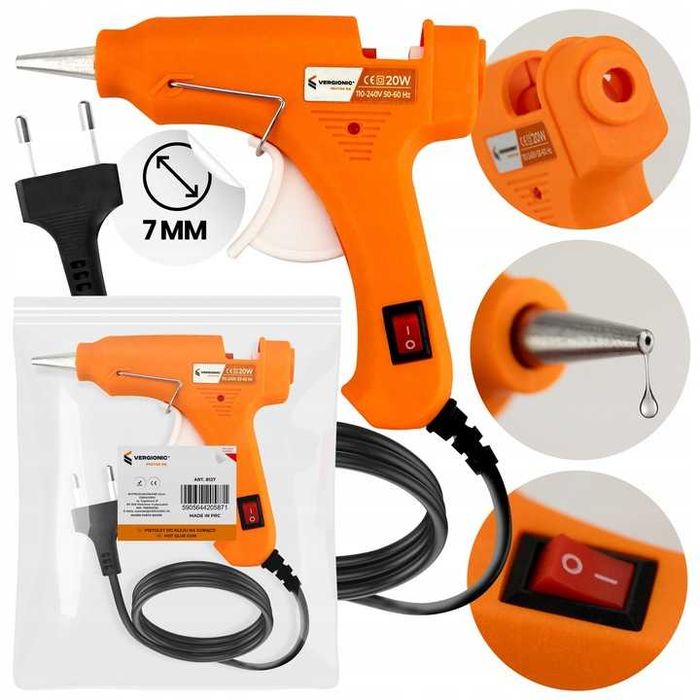 Pistolet do kleju na gorąco do klejenia, na klej, wyciskacz, 20W