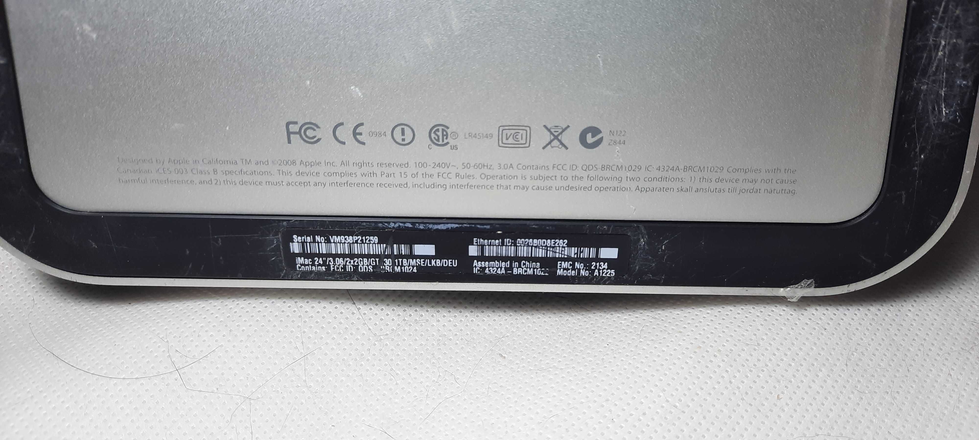 iMac 24 3,06GHz DDR3 4GB GeForce GT 130 512MB 1TB A1225