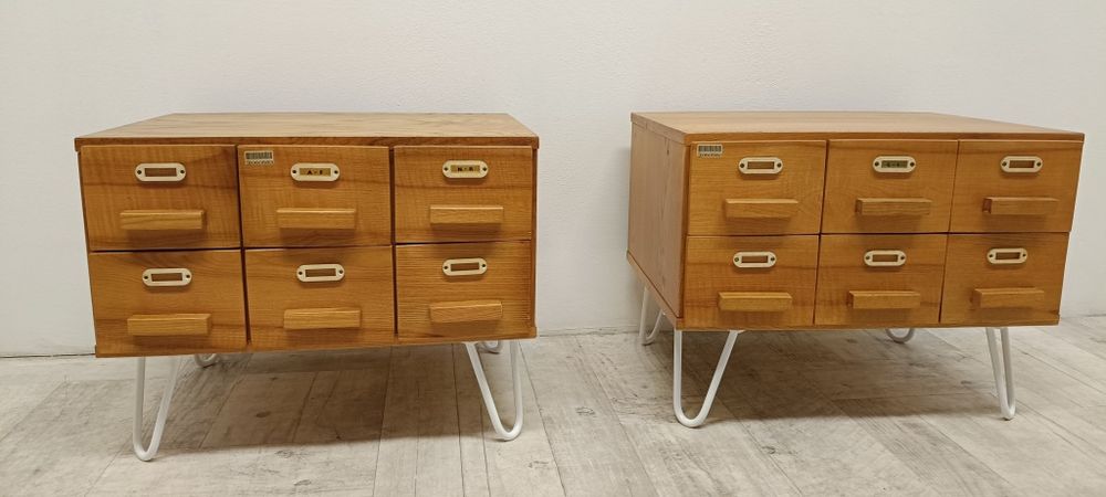 szafki nocne nakastliki drewniane jesion lata 60-te vintage