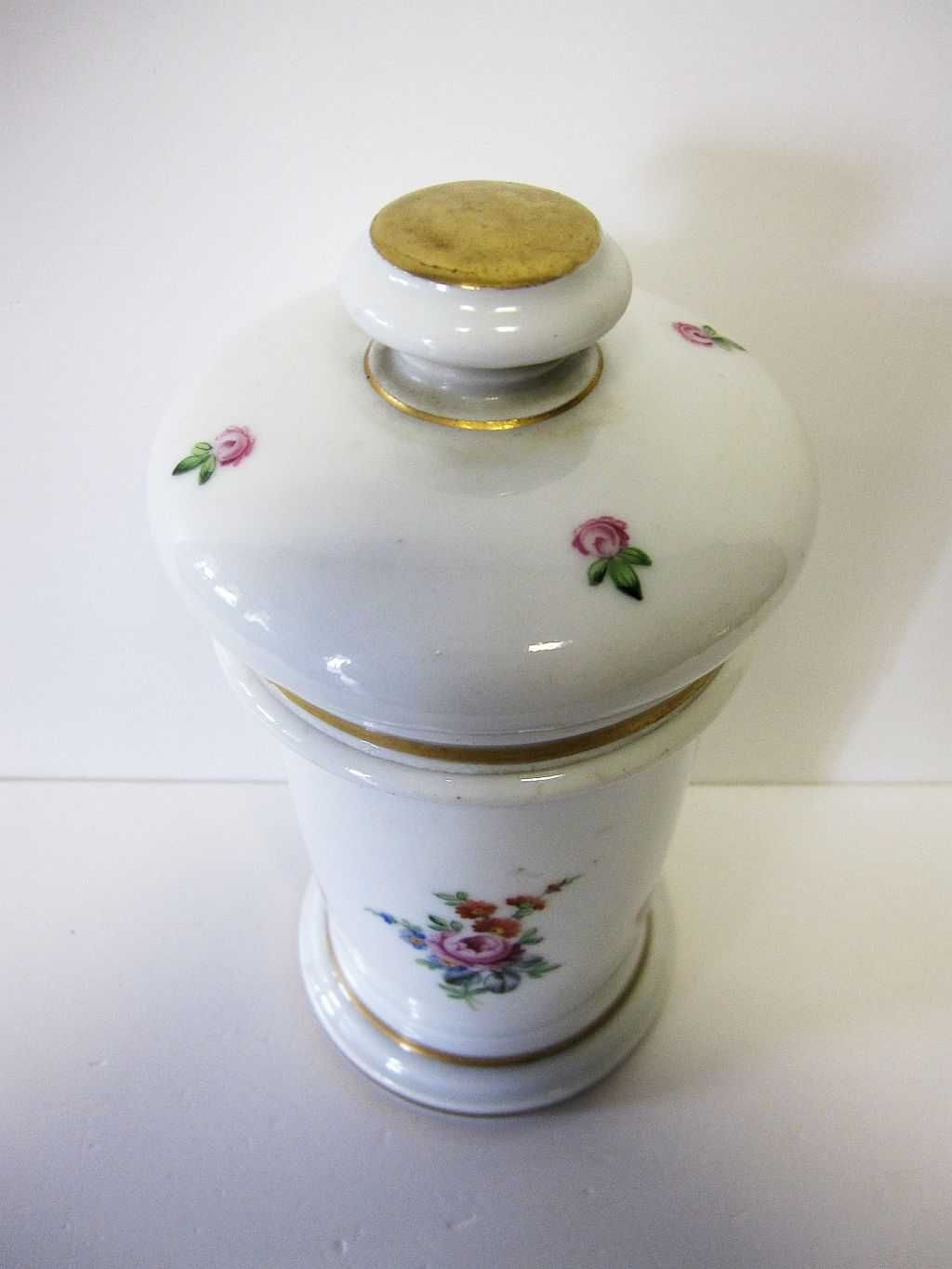 lindo pote vintage em porcelana pintada à mão - marcado