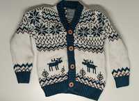 Sweter rozpinany w stylu norweskim r. 68