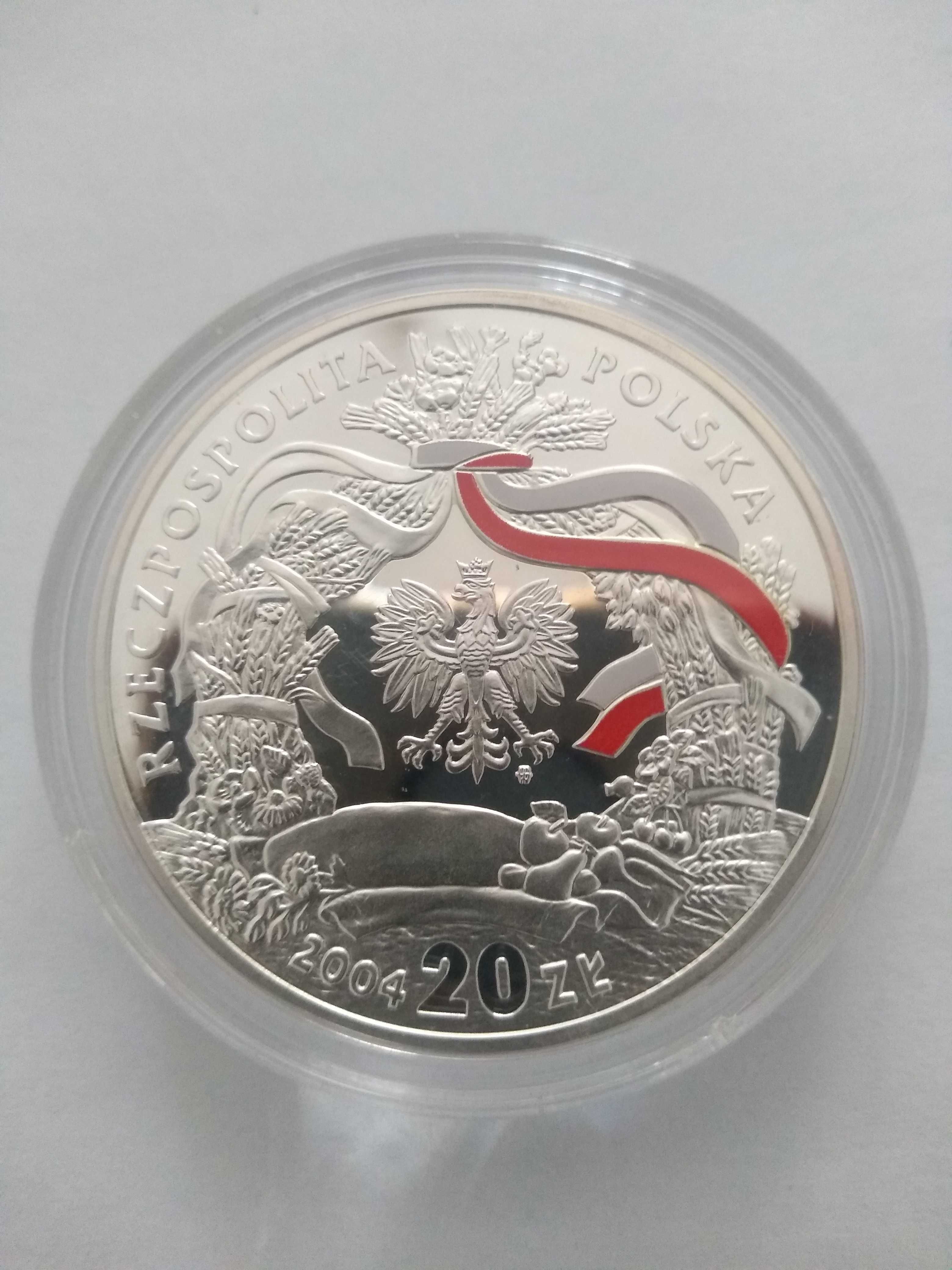 Srebrna moneta kolekcjonerska 20 złotych Dożynki z 2004 roku