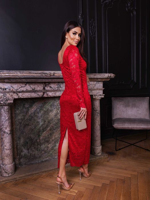 Koronkowe sukienki z rozcięciem. Dwa kolory S,M,L. Polska produkcja