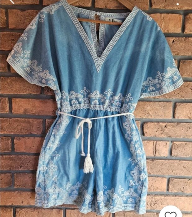 Kombinezon jeansowy wyszywany S M