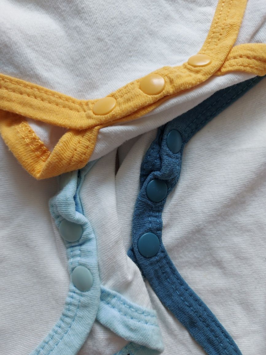 62-68cm 3x body bodziaki z długim rekawem/rekawkiem białe z napisami
