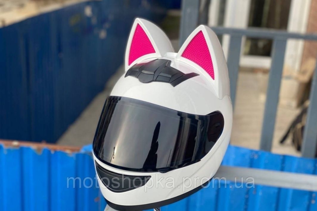 Мотошлем котик, мото шлем с ушками