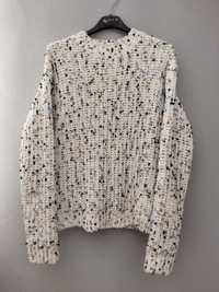 Sweter biały w kolorowe kropki 158/164