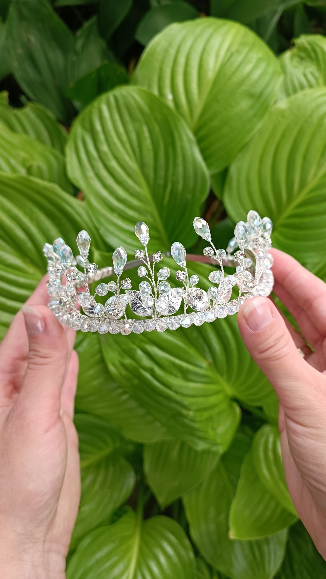 Діадема ручної роботи тіара корона прикраса для нареченої на випускний