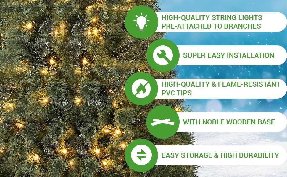 Nowa choinka / sztuczna / 240cm / LED / światełka / stojak / H4!~