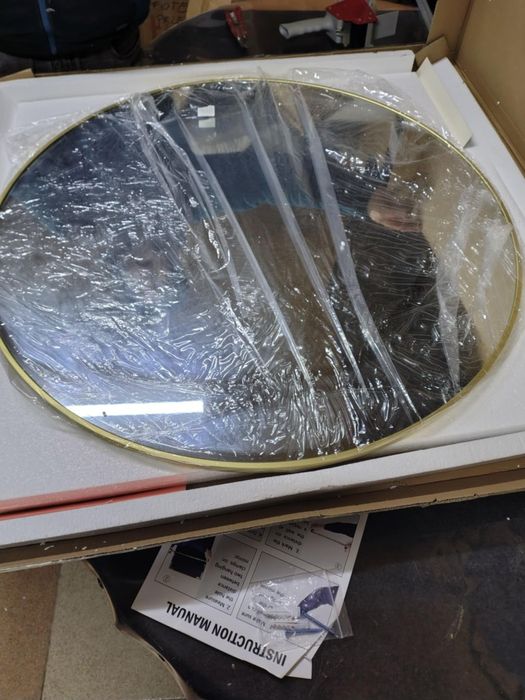 Koonmi 80cm złote okrągłe lustro z aluminiową ramą,