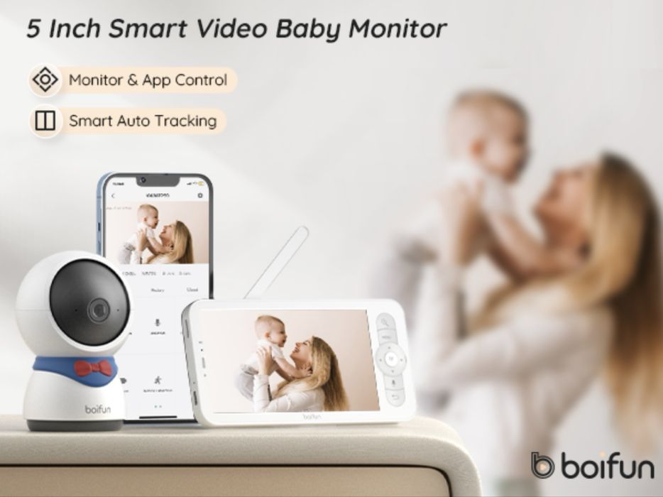 Видеоняня Boifun Baby 5s МОНИТОР 5" + Wi-fi подключение к телефону