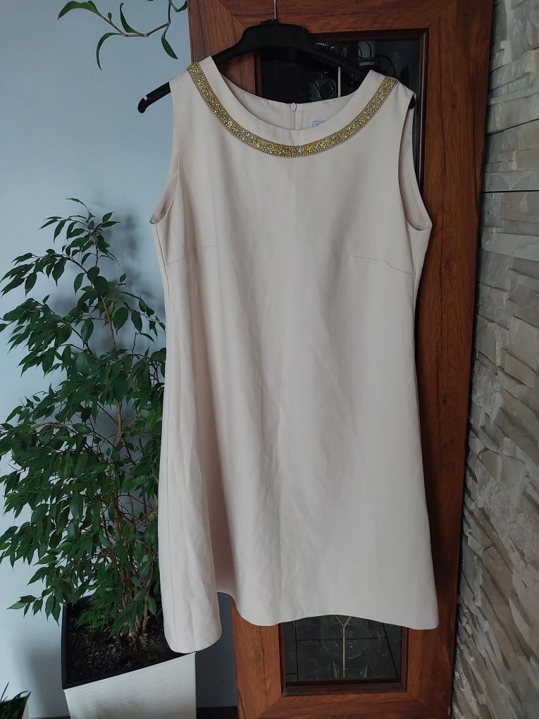 Sukienka trapezowa Kremowa rozmiar 42