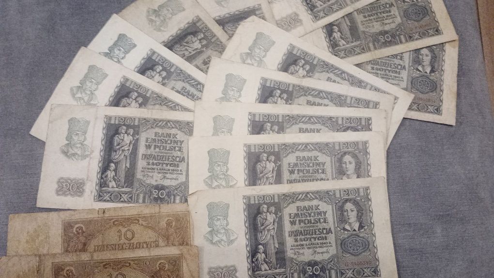 Банкноти 10, 20 злотих, Польща, 1940 р