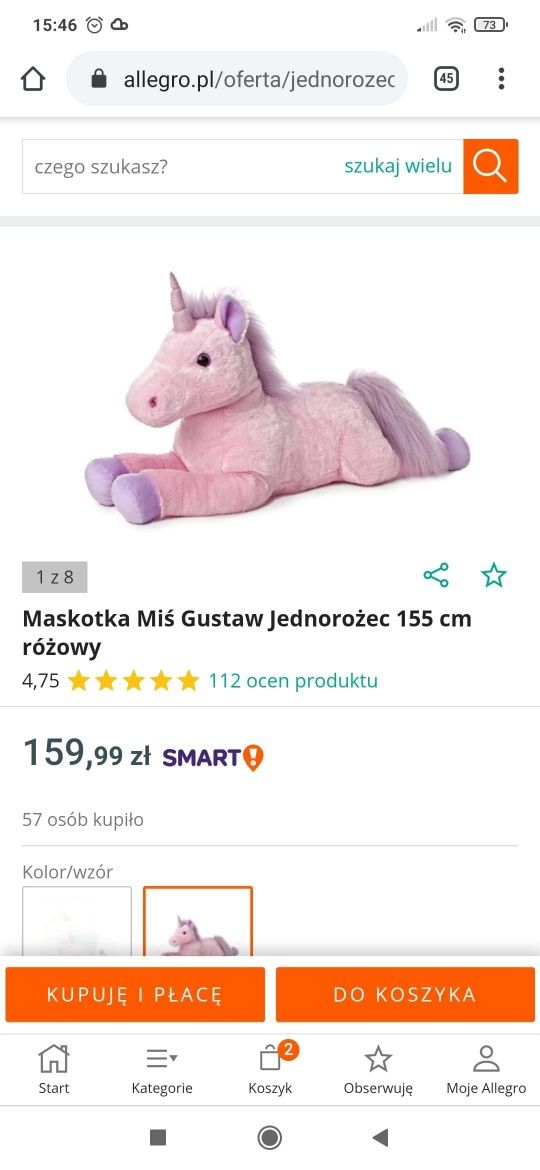 Duży jednorożec przytulanka