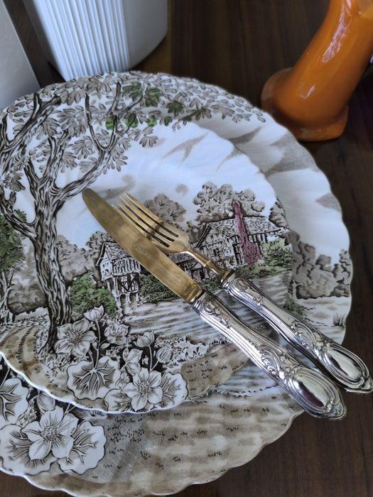 12 Talheres de sobremesa com cabo em prata