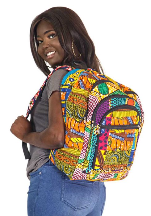 Трендовый яркий хлопковый рюкзак африканский принт Handmade 46*30*17