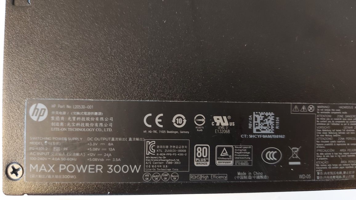 Transformador de PC marca HP com 300w,  80 bronze Plus