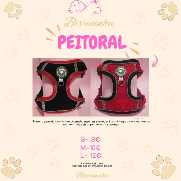 Peitoral & trela (refletor e super confortável)