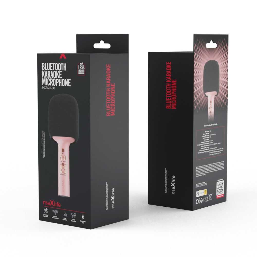 Karaoke Mikrofon z głośnikiem Bluetooth Maxlife MXBM-600 kolor: różowy