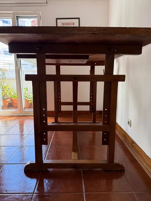 Estirador vintage em madeira maciça, adjustable drafting table/desk