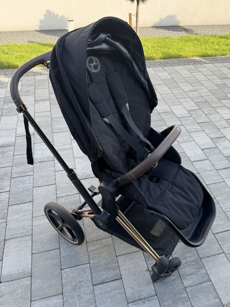 Cybex Priam 4.0 rosegold nowa tapicerka deep black i nowy kosz