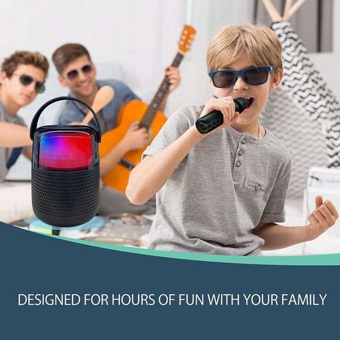 Głośnik Przenośny Bluetooth 16W Światło RGB Mini Karaoke Mikrofon