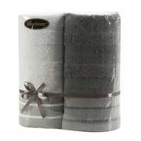 Komplet ręczników 2 cz. 2x50x90 biały stalowy 500 g/m2 frotte