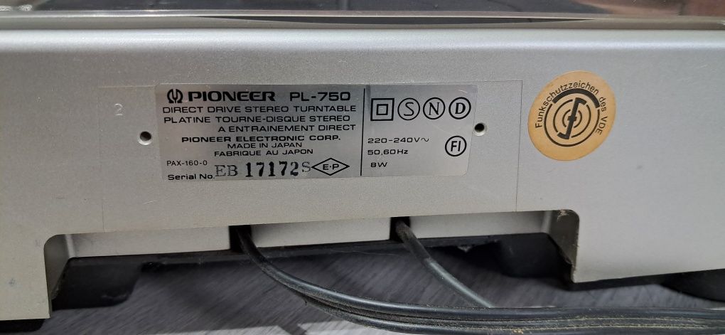 Gramofon półautomatyczny pioneer pl-750