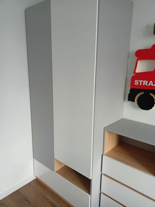 Szafa Nandu 90 biały/szary/dąb sonoma