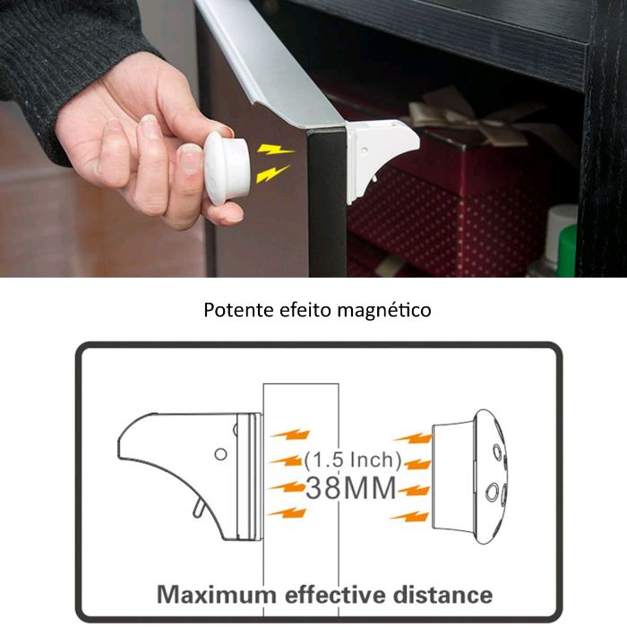 4x Fechadura "mágica" magnética para moveis e gavetas anti crianças