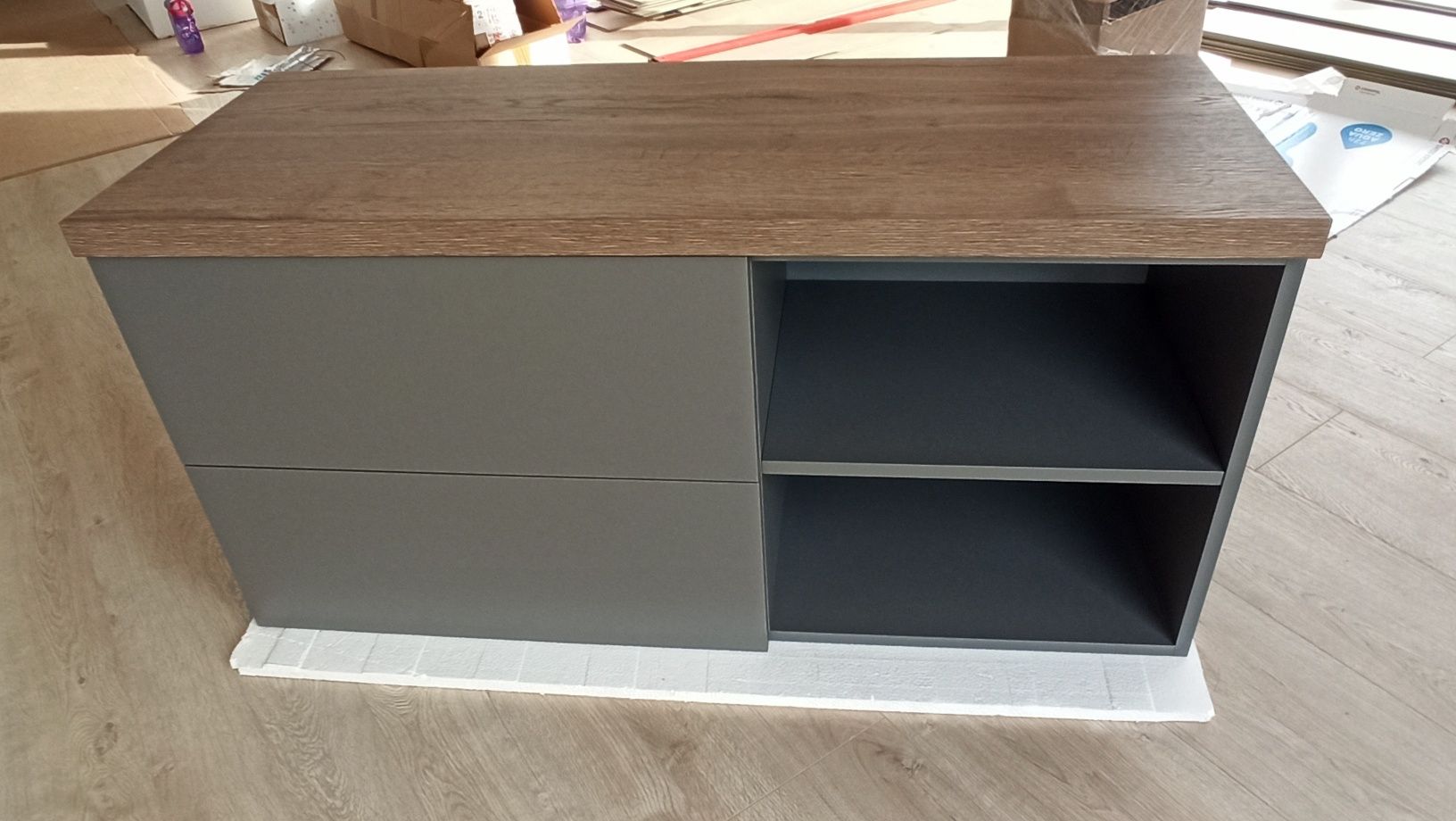 Nowa Szafka pod umywalkę wisząca 120x45 antracyt i blat Halifax tabak