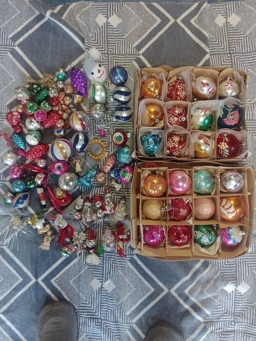 Szklane bombki choinkowe z PRL-U