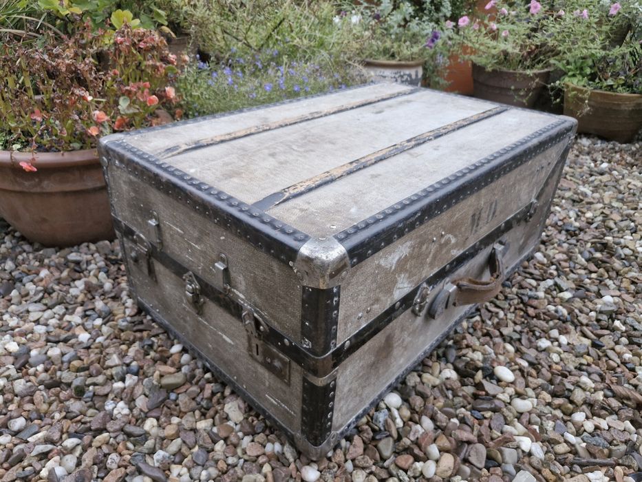Stary Zabytkowy Kufer Podróżny XIX wiek