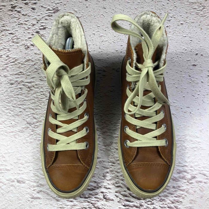 шкіра високі утеплені кеди Converse hi Mid оригінал зимові